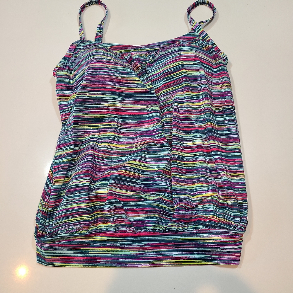 Lands' End Striped Multicolor Swim Top in Size 6